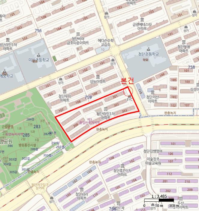 광주광역시 광산구 월계동 759-3 첨단과학산업기지라인3차아파트 상가동 지하층102호 근린상가 경매 사진 12
