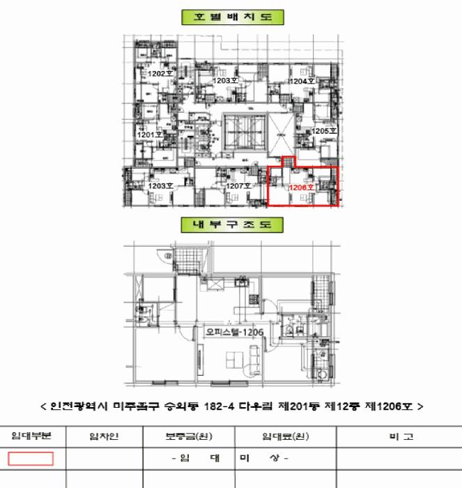 인천광역시 미추홀구 숭의동 182-4 다우림 201동 12층1206호 오피스텔 경매 사진 11