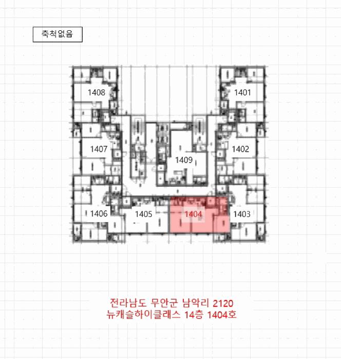 전라남도 무안군 삼향읍 남악리 2120 뉴캐슬하이클래스 14층1404호 오피스텔 경매 사진 8