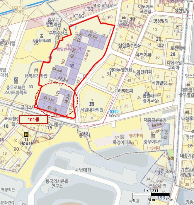 서울특별시 중구 묵정동 35 힐스테이트남산 101동 지1층비101호 근린상가 경매 사진 16