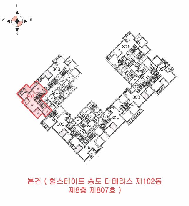 인천광역시 연수구 송도동 316 힐스테이트 송도 더테라스 102동 8층807호 오피스텔 경매 사진 8