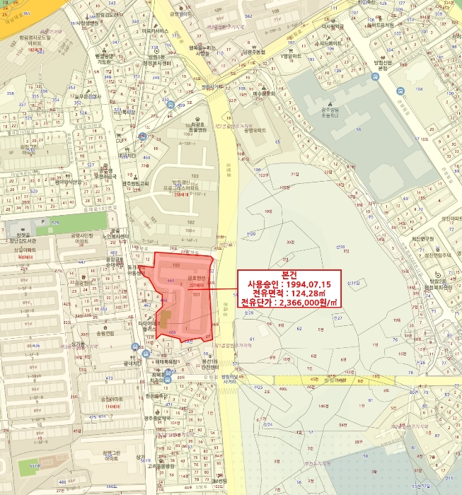 광주 남구 방림동 466-3, 제101동제102동 제20층 제2008호 (방림동,금호맨션) 외 3필지 아파트 경매 사진 7