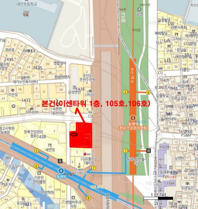 부산 동래구 온천동 1439-3, 1층105호 (온천동,이센타워) 외 1개호 외 3필지 근린상가 경매 사진 12