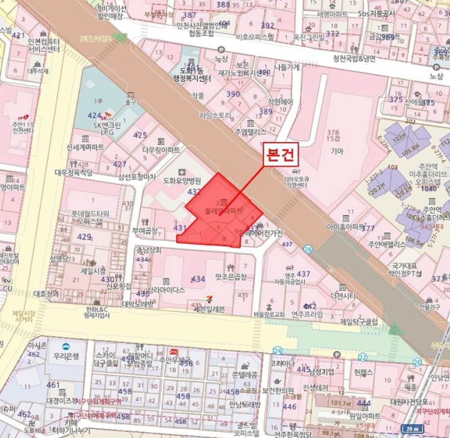 인천 미추홀구 도화동 432-2, 17층1702호 (도화동,올레오) 외 7필지 아파트 경매 사진 9
