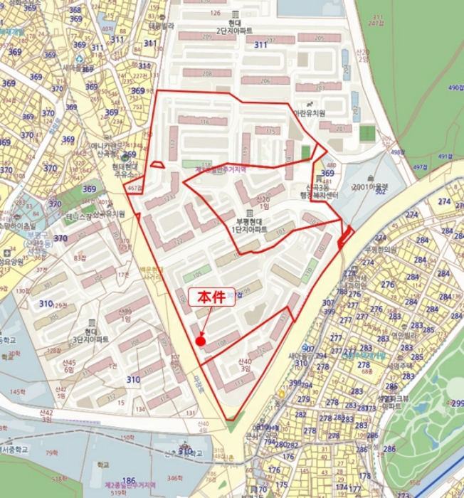 인천 부평구 산곡동 307, 108동 7층703호 (산곡동,현대아파트) 외 9필지 아파트 경매 사진 12