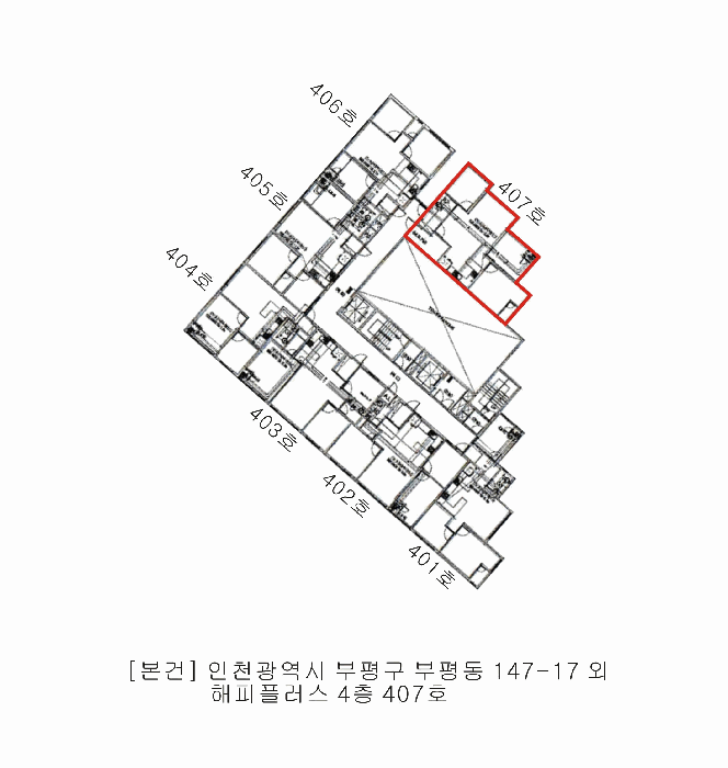 인천광역시 부평구 부평동 147-17 해피플러스 4층407호 외 2필지 오피스텔(주거) 경매 사진 10