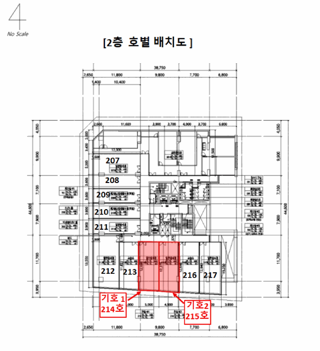경기 화성시 오산동 982-1, 2층214호 (오산동,이너매스여울숲) 외 1개호 근린상가 경매 사진 12
