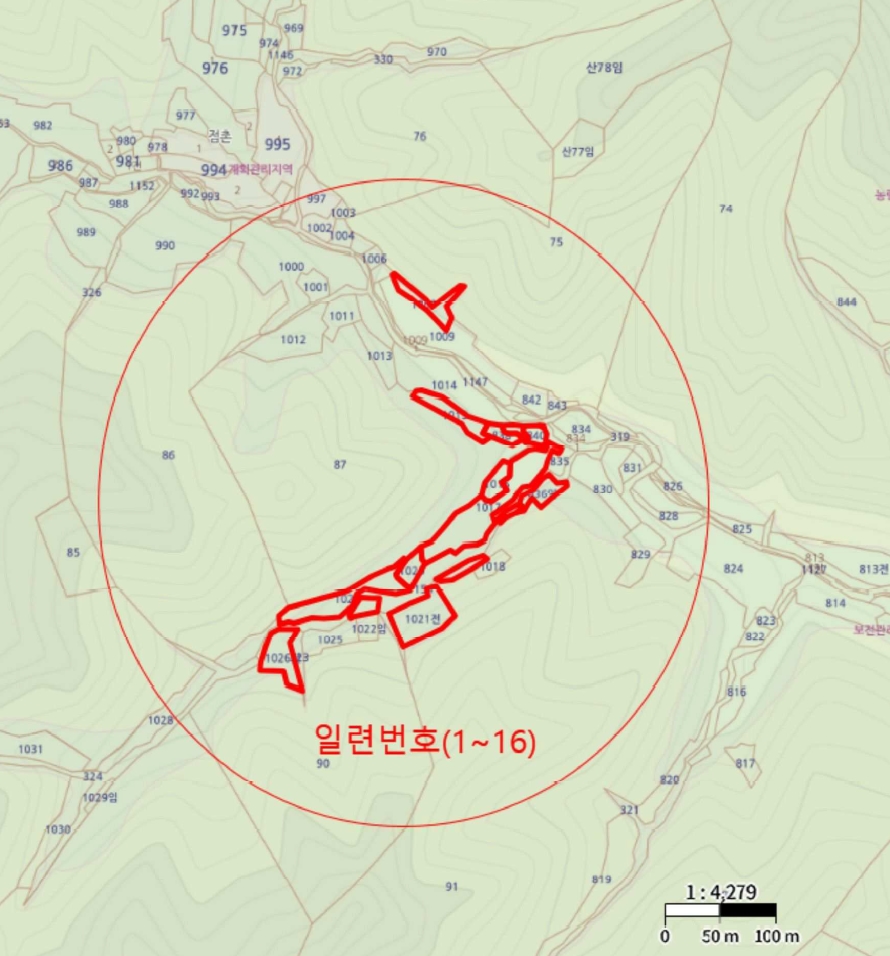 경상북도 영양군 청기면 토곡리 836 외 1필지 임야 경매 사진 3