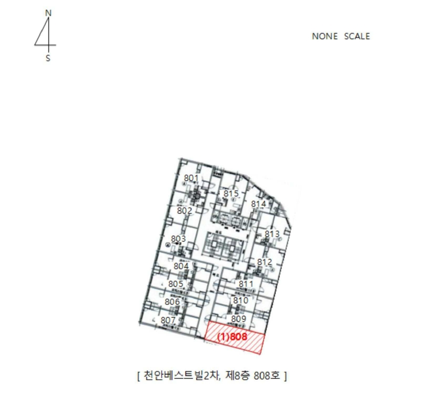 충청남도 천안시 서북구 백석동 868 천안베스트빌2차 8층808호 외 1필지 오피스텔(주거) 경매 사진 19