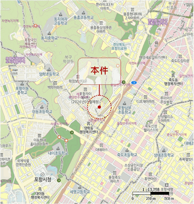 경상북도 포항시 북구 학잠동 21-1 대림힐타운 102동 11층1107호 외 2필지 아파트 경매 사진 12