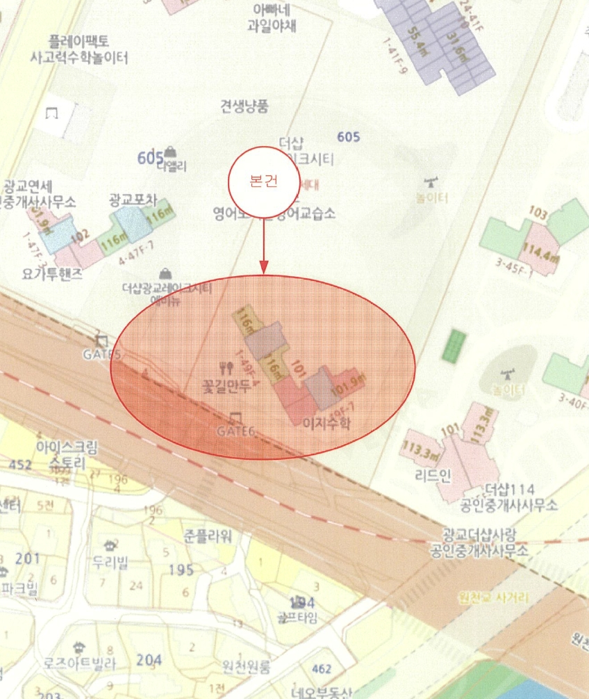 경기도 수원시 영통구 원천동 605 더샵광교레이크시티 근린생활시설동-1동 지2층비2-25호 외 4필지 근린상가 경매 사진 9