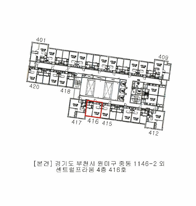 경기도 부천시 원미구 중동 1146-2 센트럴프라움 4층416호 외 1필지 오피스텔(주거) 경매 사진 9