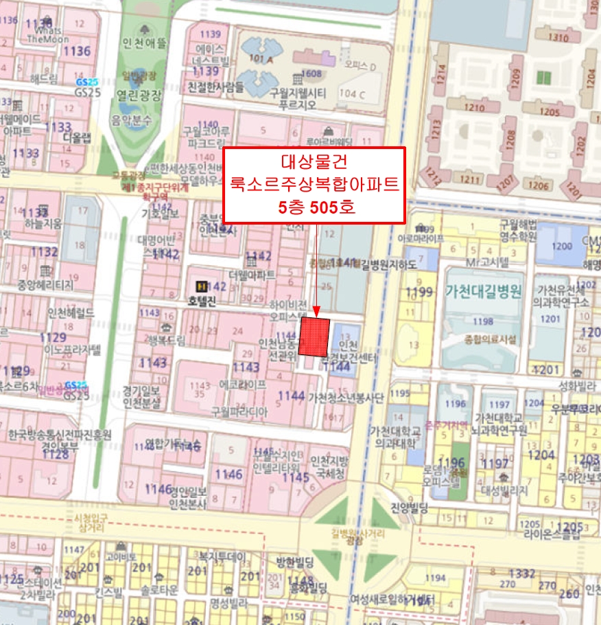 인천광역시 남동구 구월동 1144-10 룩소르주상복합아파트 5층505호 외 2필지 오피스텔(주거) 경매 사진 16