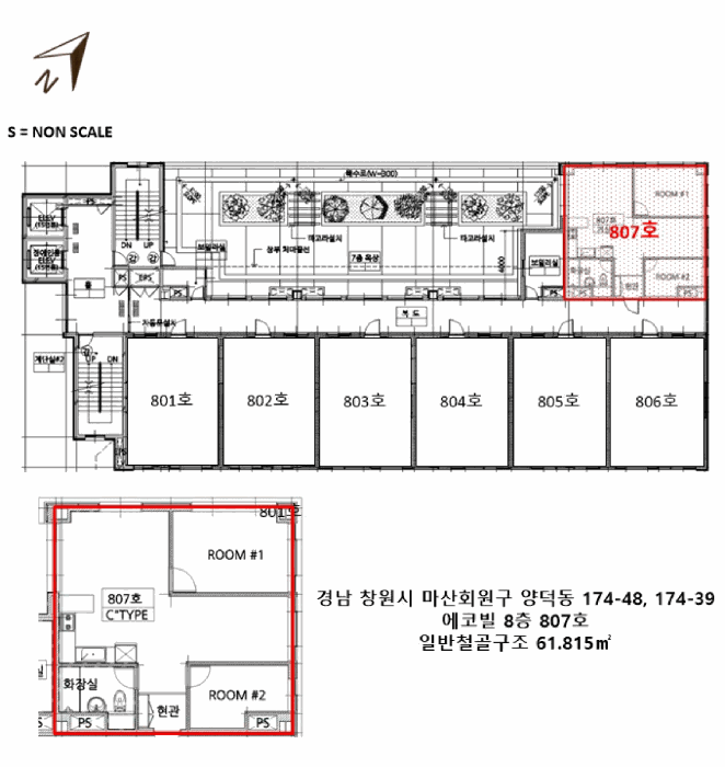 경상남도 창원시 마산회원구 양덕동 174-48 동원에코빌 8층807호 외 1필지 오피스텔(주거) 경매 사진 7