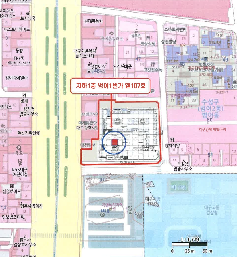 대구광역시 수성구 범어동 2237 범어숲화성파크드림에스 지하1층범어1번가엘107호 근린상가 경매 사진 19