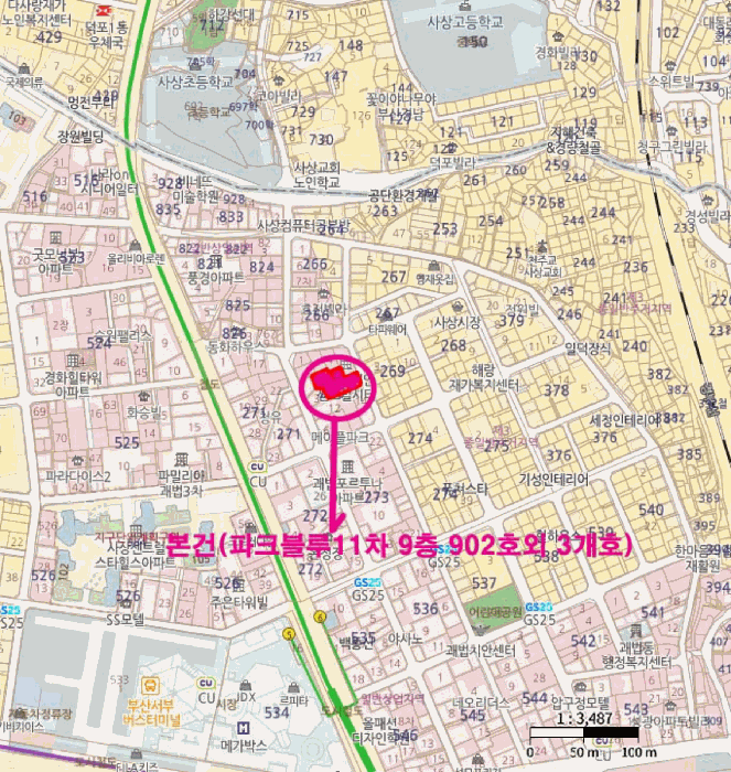 부산광역시 사상구 괘법동 270-9 파크블루11차 9층902호 외 2필지 아파트 경매 사진 9