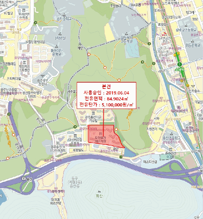 광주광역시 동구 용산동 663 용산지구모아엘가에듀파크 304동 11층1101호 아파트 경매 사진 14