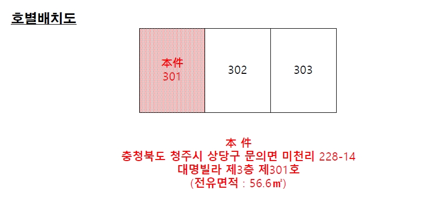 충청북도 청주시 상당구 문의면 미천리 228-14 3층301호 다세대(빌라) 경매 사진 12