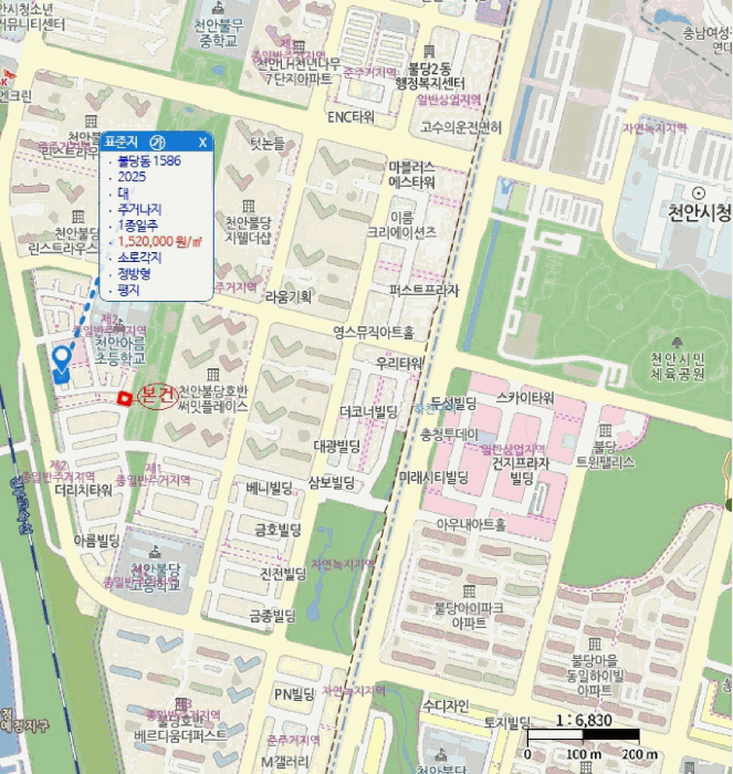 충청남도 천안시 서북구 불당동 1588 대지,임야,전답 경매 사진 17