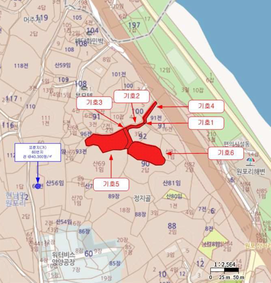 강원특별자치도 양양군 현남면 원포리 92-4 외 5필지 답 경매 사진 13